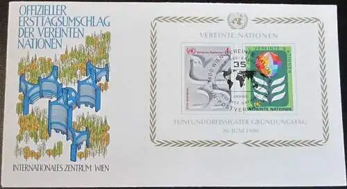 UNO WIEN 1980 Mi-Nr. Block 1 FDC