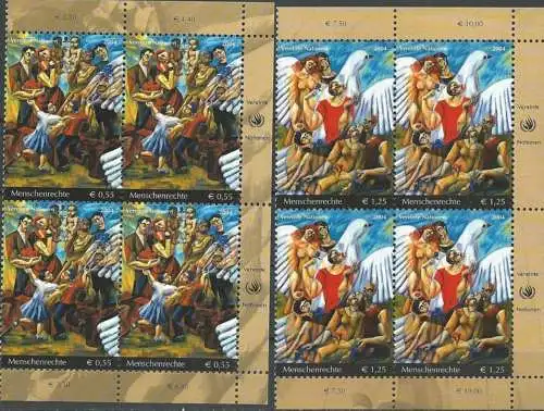 UNO WIEN 2004 Mi-Nr. 430/31 Eckrand-Viererblocks ** MNH