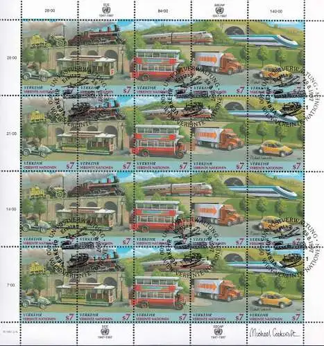 UNO WIEN 1997 Mi-Nr. 231/35 Kleinbogen o used - aus Abo