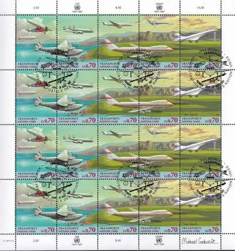 UNO GENF 1997 Mi-Nr. 314/18 Kleinbogen o used - aus Abo