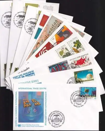 UNO WIEN 1990 Mi-Nr. 98 - 109 kompletter Jahrgang/complete year set FDC
