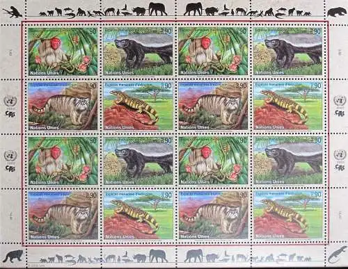 UNO GENF 2002 Mi-Nr. 434/37 Kleinbogen gefährdete Arten ** MNH