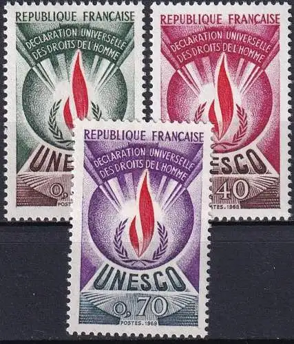FRANKREICH 1969 Mi-Nr. 9/11 UNESCO ** MNH