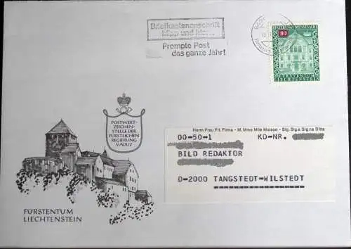 LIECHTENSTEIN 1989 Dienstpost Brief
