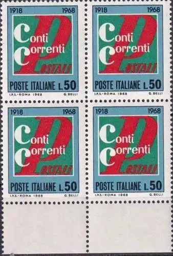 ITALIEN 1968 Mi-Nr. 1289 Viererblock ** MNH