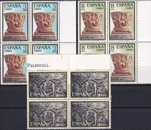 SPANIEN 1974 Mi-Nr. 2112/14 Viererblocks ** MNH