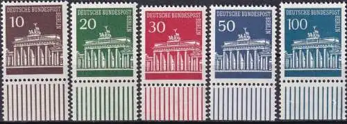 BERLIN 1966 Mi-Nr. 286/90 Unterrand ** MNH