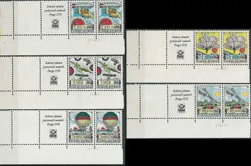 TSCHECHOSLOWAKEI 1977 Mi-Nr. 2396/00 2x Eckrand mit Zierfeld und Druckdatum ** MNH