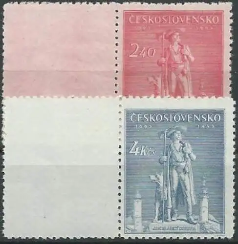 TSCHECHOSLOWAKEI 1945 Mi-Nr. 478/79 Leerfeld ** MNH
