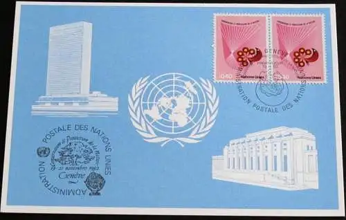 UNO GENF 1982 Mi-Nr. 117 Blaue Karte - blue card mit Erinnerungsstempel GENF