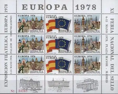 SPANIEN 1978 Block Europa 1978 Sonderdruck ** MNH