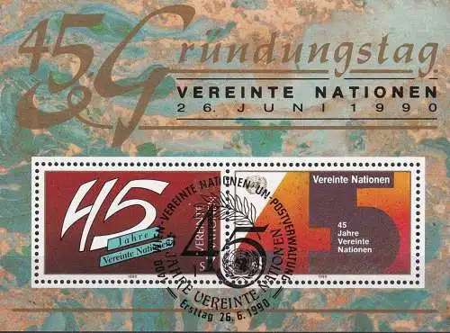 UNO WIEN 1990 Mi-Nr. Block 5 o used - aus Abo