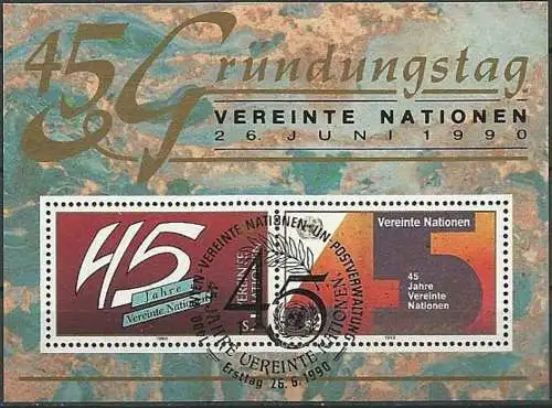 UNO WIEN 1990 Mi-Nr. Block 5 o used - aus Abo