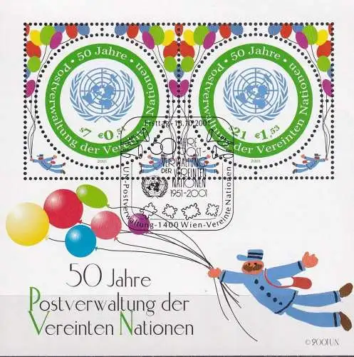 UNO WIEN 2001 Mi-Nr. Block 15 o used - aus Abo