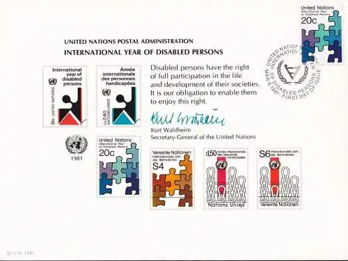 UNO NEW YORK 1981 Mi-Nr. 19 Erinnerungskarte - souvenir card