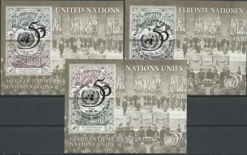 UNO NEW YORK - WIEN - GENF 1995 3 Blöcke o used - aus Abo
