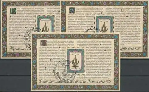 UNO NEW YORK - WIEN - GENF 1988 3 Blöcke o used - aus Abo