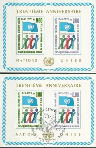 UNO GENF 1975 Mi-Nr. Block 1 ** MNH und o used