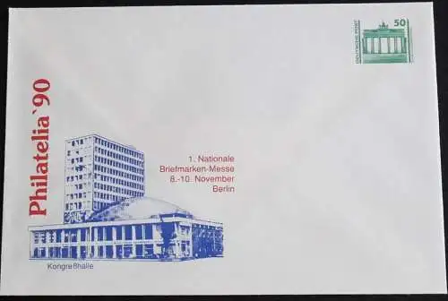 DDR 1990 Mi-Nr. PU 17 PHILATELIA '90 Kongreßhalle Privatganzsache ungebraucht