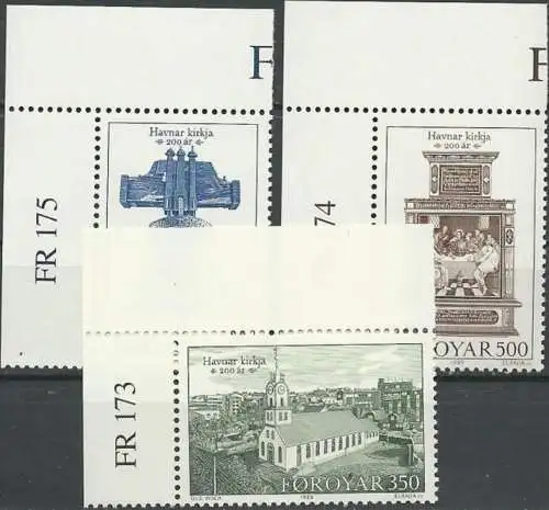 FÄRÖER 1989 Mi-Nr. 179/81 Eckrand ** MNH