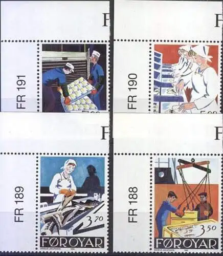 FÄRÖER 1990 Mi-Nr. 194/97 Eckrand ** MNH