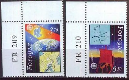 FÄRÖER 1991 Mi-Nr. 215/16 Eckrand ** MNH