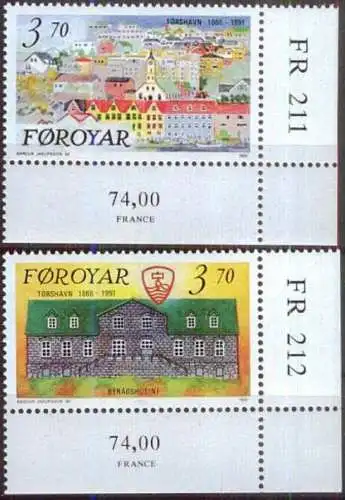 FÄRÖER 1991 Mi-Nr. 217/18 Eckrand ** MNH