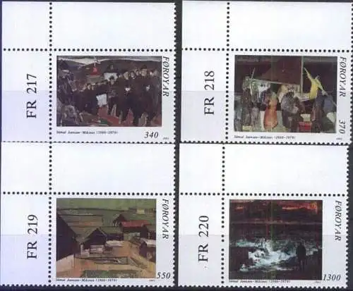 FÄRÖER 1991 Mi-Nr. 223/26 Eckrand ** MNH