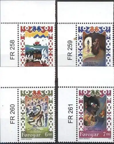 FÄRÖER 1994 Mi-Nr. 266/69 Eckrand ** MNH