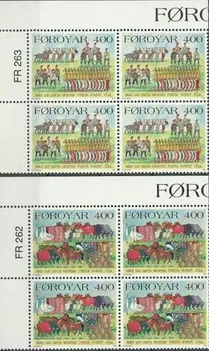 FÄRÖER 1994 Mi-Nr. 270/71 Eckrand-Viererblocks ** MNH