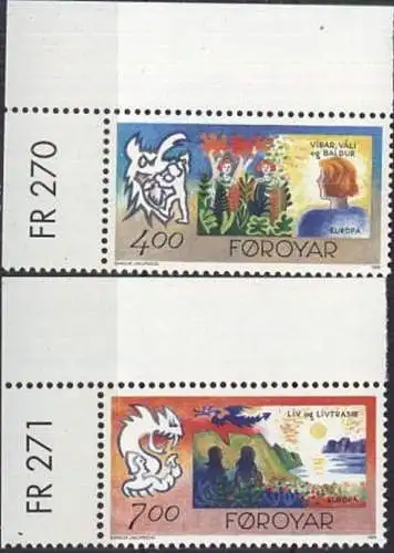 FÄRÖER 1995 Mi-Nr. 278/79 Eckrand ** MNH