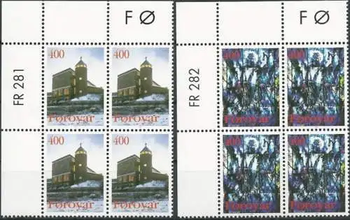 FÄRÖER 1995 Mi-Nr. 289/90 Eckrand-Viererblocks ** MNH