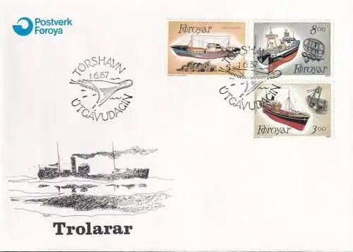 FÄRÖER 1987 Mi-Nr. 151/53 FDC