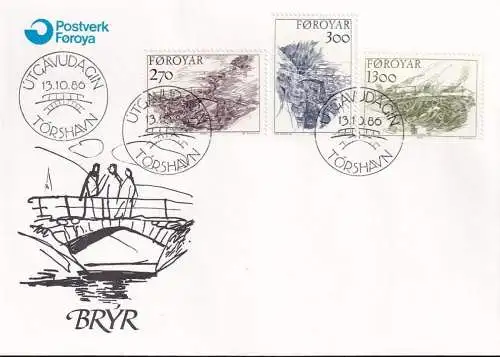 FÄRÖER 1986 Mi-Nr. 142/44 FDC