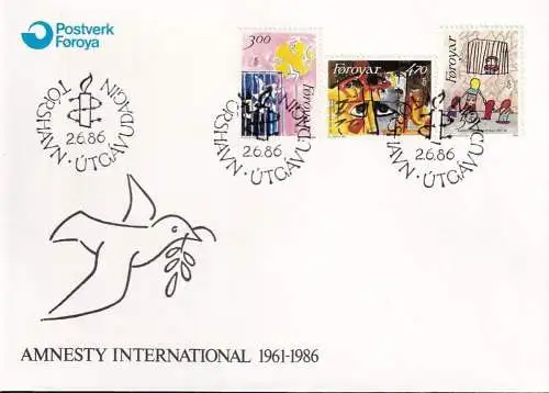 FÄRÖER 1986 Mi-Nr. 136/38 FDC