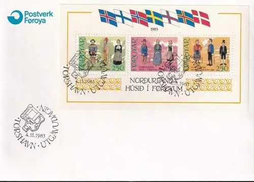 FÄRÖER 1983 Mi-Nr. Block 1 FDC