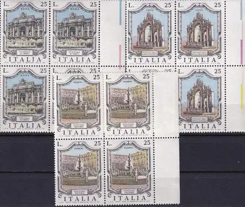 ITALIEN 1973 Mi-Nr. 1424/26 Viererblocks ** MNH