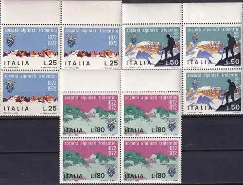 ITALIEN 1972 Mi-Nr. 1370/82 Viererblocks ** MNH