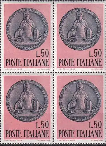 ITALIEN 1969 Mi-Nr. 1294 Viererblock ** MNH
