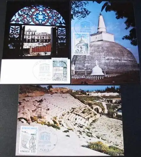 FRANKREICH UNESCO 1985 Mi-Nr. 34/36 Maximumkarten MK/CM