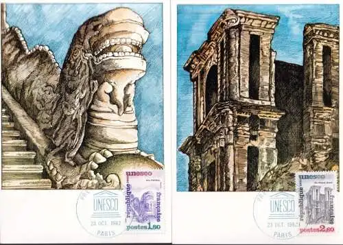 FRANKREICH UNESCO 1982 Mi-Nr. 27/28 Maximumkarten MK/MC