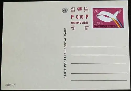 UNO GENF 1986 Mi-Nr. P 7 Postkarte - Ganzsache ungebraucht