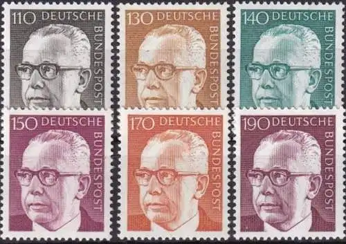 DEUTSCHLAND 1972 Mi-Nr. 727/32 ** MNH