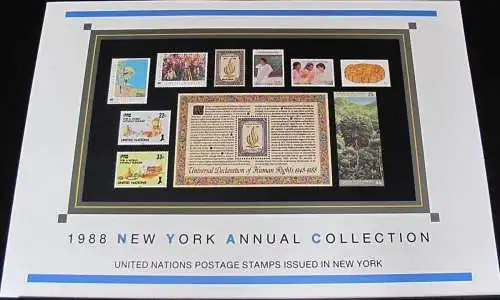 UNO NEW YORK 1988 Jahressammelmappe - Souvenir Folder ** MNH