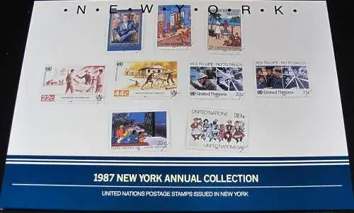 UNO NEW YORK 1987 Jahressammelmappe - Souvenir Folder ** MNH