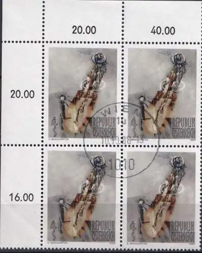 ÖSTERREICH 1980 Mi-Nr. 1655 Eckrand-Viererblock o used - aus Abo