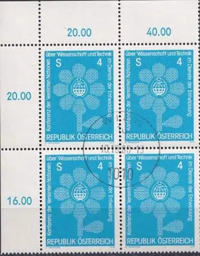 ÖSTERREICH 1979 Mi-Nr. 1616 Eckrandviererblock o used - aus Abo