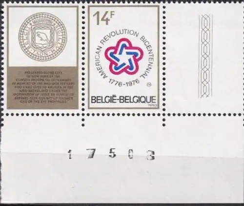 BELGIEN 1976 Mi-Nr. 1849 ** MNH Rand bereits geknickt