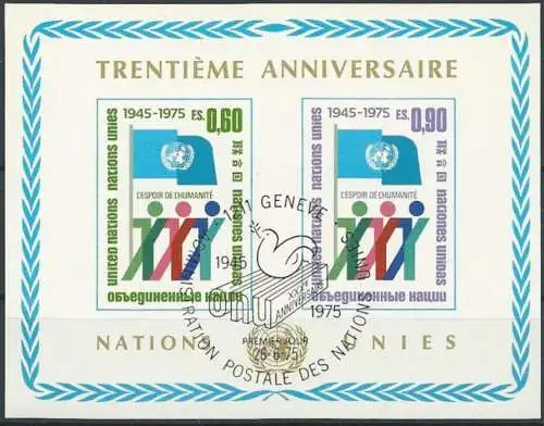 UNO GENF 1975 Mi-Nr. Block 1 o used