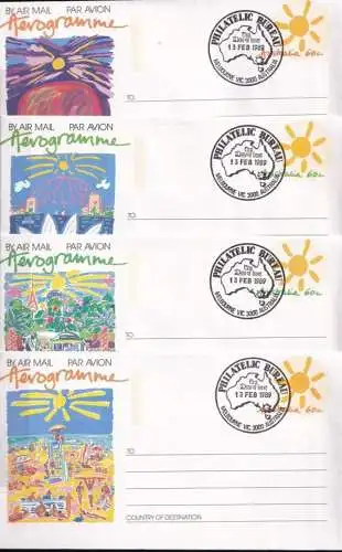 AUSTRALIEN 1989 A88/91 Aerogramme Luftpostbrief sunshine FDC